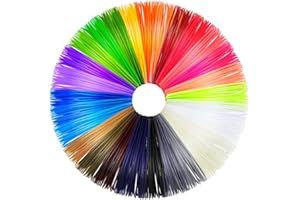 DUVERT 3D Filament, 3D Stylo Fils Filament Recharge PLA 20 Couleurs, 10m pour chaque couleur, Diamètre de 1.75mm