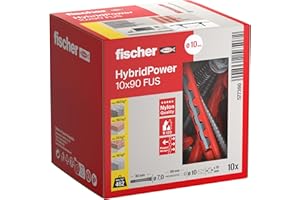 fischer HybridPower 10 x 90 FUS, Dübel für höchste Tragfähigkeit und Sicherheit, einfache Montage ohne Setzwerkzeug, universell für Loch- und Vollbaustoffe, Mauerwerk, Beton, sicher auch im Brandfall