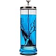 ZIBARBER Glass Disinfectant Jar, 50 Oz Large Sterilizing Jar for Manicure&Pedicure Implements, Salon Barber Tools Barber Jar- 11.7"H x 3.8"W