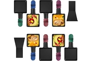 Zalava set di 8 padelle per raclette con rivestimento antiaderente, ricambio di mini padelle per grigliare con 8 raschietti e manico colorato isolato termicamente, per grigliare formaggio, uova