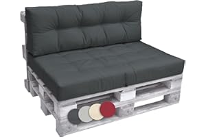 ‎BEAUTISSU Beautissu Set Palettenkissen Outdoor 1x Sitzkissen 120x80cm & 1x Rückenkissen 120x40cm – Sitzkissen Paletten Möbel Couch Sofa Europaletten Auflagen Palettensofa Palettenmöbel Kissen Balkon Lounge Grau