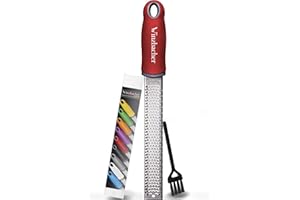 Winzbacher – Râpe Zesteur Premium | Râpe à Parmesan, Citron, Muscade, Gingembre | Lame en Acier Inoxydable Ultra-Tranchante | Passe au Lave-Vaisselle | Brosse de Nettoyage Incluse