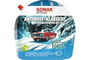 ‎SONAX SONAX AntiFrost+KlarSicht gebrauchsfertig bis -18 °C Green Forest (3 Liter) Scheibenfrostschutz für die Scheibenwaschanlage mit Kiefernduft | Art-Nr. 01384410