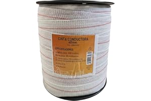 Llampec Hilo Pastor Eléctrico 200m x 40mm – Cinta 12 Conductores Acero Inoxidable – Alta Conductividad y Resistencia UV – Cable Valla Eléctrica para Caballos, Vacas y Perros – Bobina Pastor Eléctrico