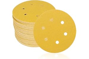 autozen 150mm Sanding Discs, 50pcs 80 grit Sandpaper for Electric Sander Orbital Sander and All Oscillating Tools Sanding Pad with 6 holes