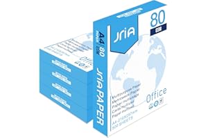 JRIA A4 Paper Office White Printer Copier Paper 4 Reams 2000 Sheets (80gsm) Multifunction Laser Inkjet Paper (4 Reams, 2000 Sheets)