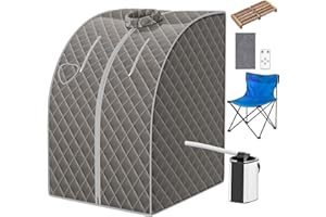 RELAX4LIFE 3 L Mini Dampfsauna, Heimsauna mit Fernbedienung, 9-stufiger Timer bis 90 Min/Temperatur flexibel einsetzbar bis 64 °C, Mini-Sauna 1000 W Verdampfer, Saunakabine mit Zubehör (Grau)