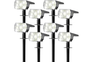 SUNKENET Lot de 8 Spot Solaire Exterieur Outdoor, 56 LEDs 3 Modes Lampe Solaire Exterieur Jardin, Fonction 2 en 1 et IP65 Étanche Projecteur Solaire Exterieur Pour Jardin, Cour, Allée, Chemin
