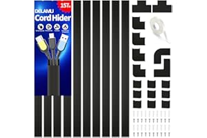 Delamu Canalina Passacavi Muro, 4M Adesiva Canaletta per Cavi Elettrici Verniciabile cavo di correttore Covers, Copertura Per Cavi per Computer A Casa O In Ufficio, 10 Pezzi L400mm*W30mm*H17mm, nero