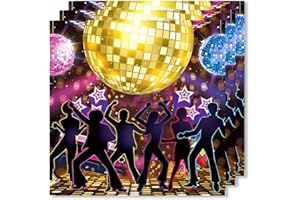 ParPix 20 Stück Disco Party Servietten, 33x33cm Geburtstag Servietten Disco Bunt, Servietten Discokugel, 70er 80er 90er Party Papierservietten, Discokugel Party Servietten, Disco Servietten Geburtstag