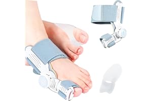 WINYOHER Hallux Valgus Korrektur Set für Damen und Herren, Upgrade Version mit Verstellbarer Hallux Valgus Schiene und Silikon Zehenspreizer für Daumen, Reduziert Hallux Valgus Belastung für Tag und Nacht,Grau