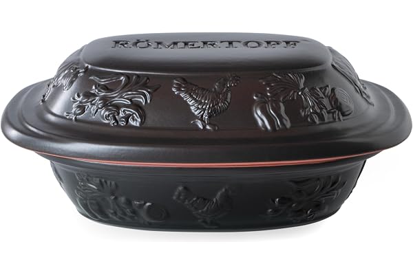 Romersk gryta Ruco 1,2 l gryta keramik med lock, svart | För 1 person, liten oval form, skonsam ångkokning i ugnen, jämn värmefördelning, sedan 1967