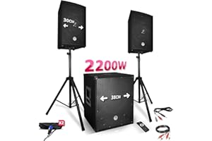 BM SONIC Pack sonorisation 2200W - Enceintes + Caisson + Pieds - USB/BLUETOOTH - BM Bmsonic BMS1512