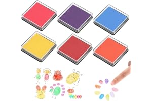Vxiwscy Set di 6 Tamponi Colorati per Timbri - Inchiostro a Base d'Acqua, Non Tossico e Senza Acidi, Ideale per Impronte Digitali dei Bambini, Scrapbooking, Bricolage e attività Creative