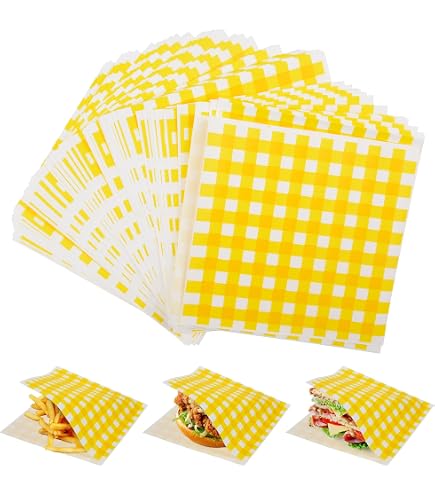 100 Burgerpapier-Tüten – 15x15 Cm, Fettdicht, Wasserfest, Beidseitig Offen, Retro-Design, Für Hot Dogs, Pommes & Snacks