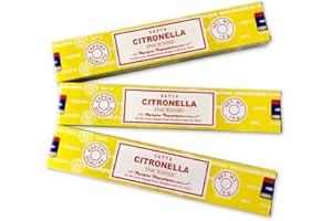 BOEMY Satya Incenso Aromatico Citronella, Bastoncini di Incenso Naturale, 3 Scatole da 15 g, Antimosche