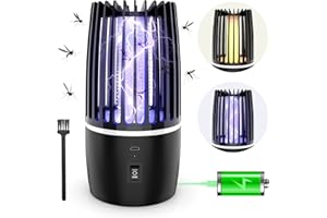 BUBBACARE Lampada Anti Zanzara, Lampada elettrica Anti Insetti 4000mAh Ricaricabile USB Trappola per Mosca Insetti 360 ° UV Elettrico Anti Zanzara Luce Notturna Indoor Esterno Luce Notturna Potente Attraente