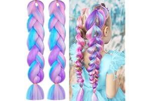Leogony 2PCS 4 Tone Hair Extensions for Braiding, Mermaid Fake Braids Hair, Plait Coloured Synthetic Wig