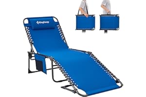 ‎KINGCAMP KingCamp Leżak składany z 5-stopniową regulacją oparcia Leżak ogrodowy składany Leżak plażowy Leżak kempingowy Łóżko składane, do ogrodu, na taras, na basen, na kemping, na zewnątrz