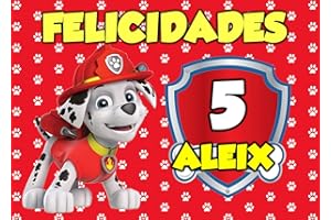 OBLEA PERSONALIZADA OBLEA de Marshall Patrulla Canina Personalizada con Nombre y Edad para Pastel o Tarta, Especial para cumpleaños, Medida Rectangular de 28x20cm