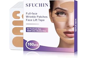 ‎SFUCHIN Sfuchin Face Tape, 160 PCS Zornesfalte Pflaster, Anti Falten Pflaster für Stirnfalten, Augen, Doppelkinn - Face Lifting Tape für Gesicht, Kinesiologie Tape Gesicht, Gesichtstape Gegen Falten
