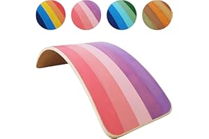 SmartToys4U Wooden Balance Board for Kids - Montessori Toddler Wobble Board, Natural Wood Sensory Toy for Children, Autism Friendly Indoor Outdoor Curvy Seesaw, Yoga Fitness Board for Adult
