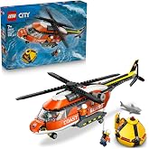 LEGO City Sahil G&uuml;venlik Helikopteri 60503 &ndash; 7 Yaş ve &Uuml;zeri &Ccedil;ocuklar i&ccedil;in Pilot, Sivil, 2 Sahil G&uuml;venlik G&ouml;revlisi ve K&ouml;pekba