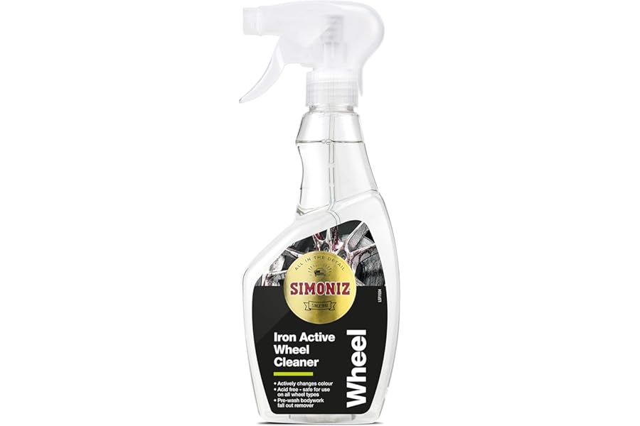 Simoniz Iron Active Car Wheel Cleaner Spray, Fast-Acting Tyre Cleaner To Remove Baked On Brake Dust, Essential Car-Cleaning Products, Colour Changing Alloy Wheel Cleaner For All Wheel Types, 500ml