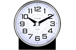 Tinload 10,2 cm leiser analoger Wecker, kein Ticken, sanftes Wecken, Piepton, steigende Lautstärke, batteriebetriebene Schlummerfunktion und Lichtfunktionen, einfach einzustellen (schwarz)