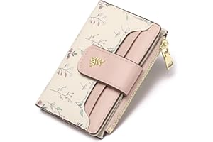 GAEKEAO Portafoglio Donna Piccolo RFID Blocking Leather Bifold Zipper Pocket Wallet Titolare di Carta di Credito con Finestra ID
