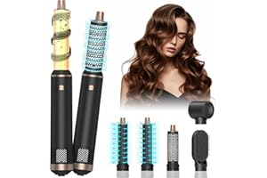 HyAdierTech Air Styler Spazzola Soffiante, Set Spazzola Soffiante 5 in 1, Ferro da riccio Ioni Negativi, Spazzola Lisciante Capelli, Asciugacapelli Con 5 Accessori, 3 Temperature Per Ricciolare Volume