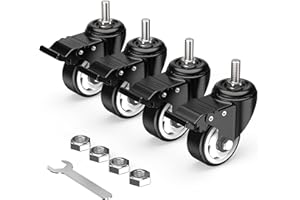 HOLKIE Caster Wheels 3 inch Total Locking Stem Casters, 3/8" -16 x 1" (Stem Diameter 3/8", Stem Length 1") Threaded Stem Casters Swivel Casters Set of 4 Heavy Duty Castors Black