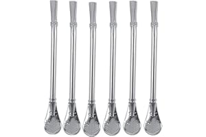 AGATIGE Słomki do picia wielokrotnego użytku ze stali nierdzewnej z łyżeczką filtrującą, mata, słomki do herbaty, bombilla