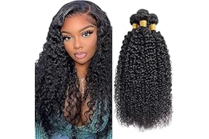 Tuheerst 26 28 30 Inch Human Hair Bundles Double Drown 1B Natural Black Kinky Curly Hair Extensions Unprocessed Brazilian Virgin Remy capelli umani Extension 50g/Bundle Total 150g