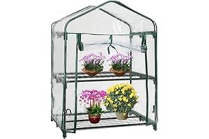 Parkland 2 Tier Mini Greenhouse Cold Frame PVC Plastic Outdoor Garden Steel Frame Plants Grow House