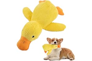 LILELIG Pfotenstern Anti Stress Ente, Gelb Anti Stress Ente für Hunde, Süße Hunde Anti Stress Ente, Süße Spielzeugente für Hunde, Plüsch-Kauspielzeug Klingendes Plüsch-Hundespielzeug Für Kleine (Gelb, M)
