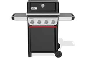 Weber Spirit E-410 Gas Barbecue / 4 Burners, Snap-Jet Ignition, Durable Wheels and Warming Rack, 51 x 46 cm Cooking Surface, Compatible with Weber Works Side Rails, Black/Silver