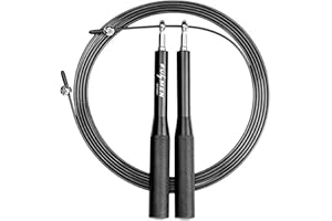 FULMEN SPORT Corde à Sauter Fitness pour Adultes - Corde CrossFit Réglable en Acier avec Roulements à Billes pour la Boxe et le Sport - Poignées Antidérapantes