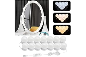 Layhou LED Vanity Mirror Light Bulb Dimmable Makeup Mirror Lights Dressing Light with 3 Color Temperatures 10 Brightness Levels Fill Light USB Plug and Play