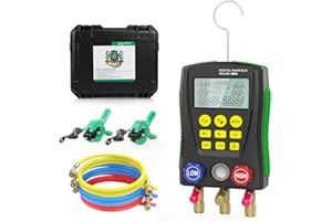 PARAOUTIL Manomètre Numérique de Réfrigération, Manomètre électronique pour Système de Collecteur de Climatisation HVAC pour 89 Types Réfrigérants, pour L'entretien du Climatiseur, du Réfrigérateur