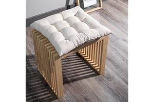 GREATOYAR Cojines para Silla y Asiento, Decoración de Asiento de Jardín Casa Terraza, Cojín Decorativo con Correas de Sujeción, 9 Pespuntes, Fabricado en España, 38 x 38 x 3.5 cm, Pack 2, Crema