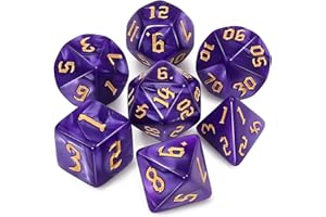 QMAY DND Dice Polyhedral Dice Set - 7 Pieces for Dungeon and Dragons MTG RPG D&D D20, D12, D10, D%, D8, D6, D4 (Deep Purple)