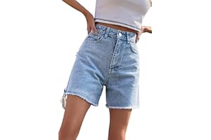 FANGJIN Damen Kurzer Jeans Sommershort Casual Denim Shorts Mittlere Taille Hotpants mit Taschen Jeanshose