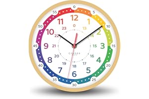 ‎CANDER BERLIN Cander Berlin MNU 2425 W Lautlose Wanduhr Kinder 25 cm Holzoptik analog Lernuhr Jungen Mädchen Kinderzimmer ohne Tickgeräusche
