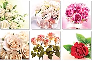 Art Nuvo Tarjetas con motivos de flores n.º 10 – Juego de 6 tarjetas de 150 x 150 mm, bonitas tarjetas con sobres, sin texto