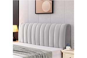 XCPHGFM Bed Headboard Covers Cotton Filling Short Plush Upholstered Stretch Bed Head Cover Bed Headboard Slipcover Double Single Queen King Head Board Protector,Light Gray,120x60cm