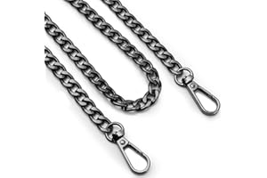 LUCKNIGHT Taschenkette 120CM, Metall Tasche Kette, Taschenkette mit Karabinerhake, Schwarzes Schultergurt für Taschen Kettenriemen Schulterriemen Ersatz für Geldbörse Damen Handtaschen Umhängetasche