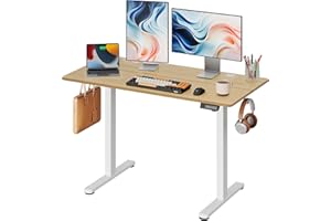 DEVAISE Escritorio Elevable Eléctrico,Mesa Regulable Rltura 120 x 60cm con 3 Memorias,Mesa de Oficina con Panel Inteligente en Casa con Tablero Ensamblado, Roble Natural