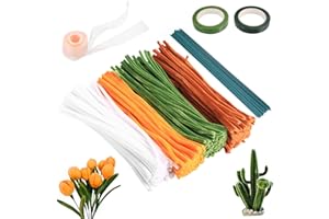 LIYIJIKEJI 400 PzScovolini Colorati per Lavoretti, Pipe Cleaners for Flower Set, Scovolini Ciniglia per Bouquet di Fiori Fai Da Te, Tulipani Scovolini Colorati per Progetti Artigianali, con Nastro Regalo 2 m