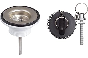 Wirquin 30723119 Bonde de lavabo avec bouchon en plastique et grille en inox, chromé et noir